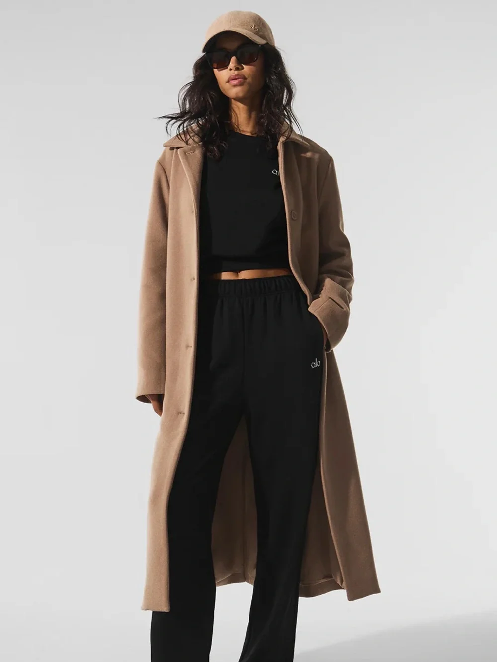 ALO Yoga Wool Metro Long Coat - Toasted Almond Brown - Small
